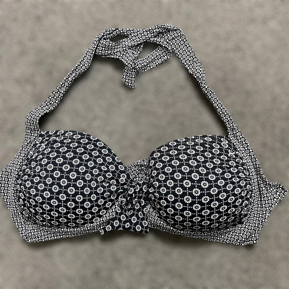 Sia Australia Bikini Top 10 Halter Black White Beach Vacation Push Up Padded Tie